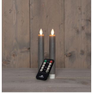 Tischkerze aus Wachs, rustikal, LED, wiederaufladbar, taupefarben, 18 cm, 2er-Set &ndash; Anna's Collection