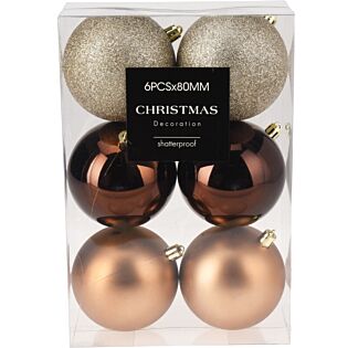 Weihnachtskugeln bernstein &Oslash; 8 cm 6er Set