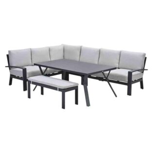 Lounge Set Rondo Carbon Black Valley Sand 6 teilig &ndash; Garden Impressions
