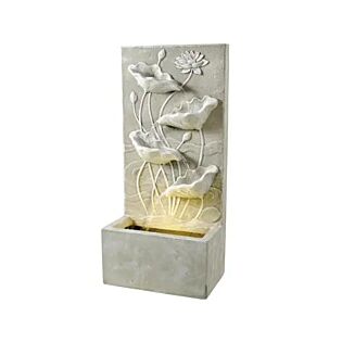 Brunnen mit Blumen wei&szlig; antik 91 cm - Lumineo