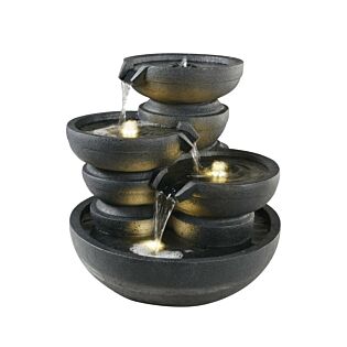 Brunnen aus Polyresin 18 LED schwarz 52 cm - Lumineo