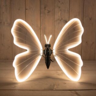 LED Schmetterling warmwei&szlig; mit beweglichen Fl&uuml;geln und Zuleitung 80 cm