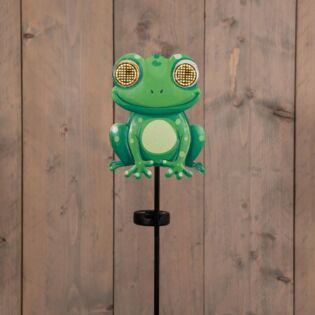 Solar Gartenstecker Frosch mit Wackelaugen 75 cm
