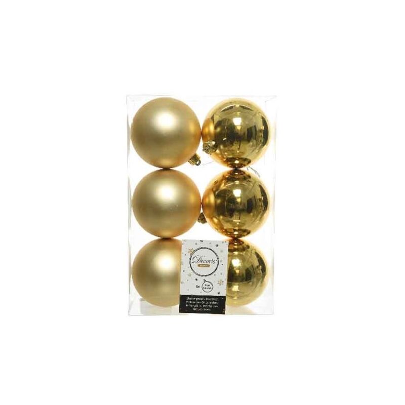 Weihnachtskugeln Plastik Hell Gold 8cm