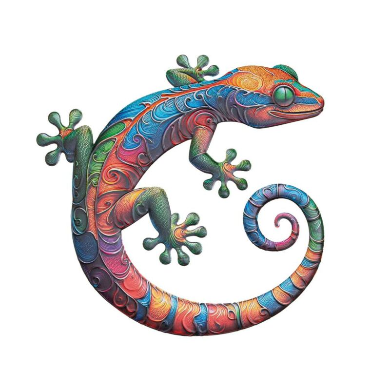 Metall Gecko Wanddekoration 30cm - Outdoor Deko Für Garten & Terrasse