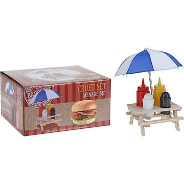 Menage-Set mit Holztisch 6-tlg