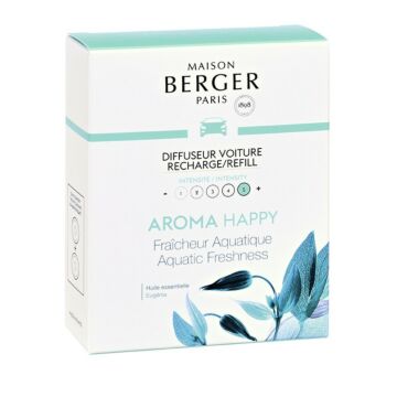 Autoparfüm Nachfüllpackung 2 Stück Happy - Fraîcheur Aquatique / Aquatische Frische - Lampe Berger