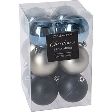 Weihnachtskugeln kieselblau Ø 6 cm 12er Set