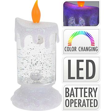 LED-Kerze glitzert mit Farbwechsel, 18 cm