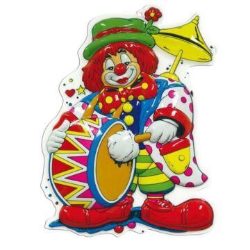 Wand-Deko Clown mit Trommel 60 cm