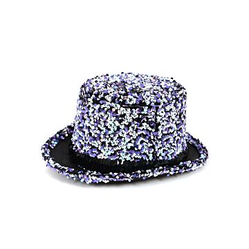 Zylinderhut Pailletten lila