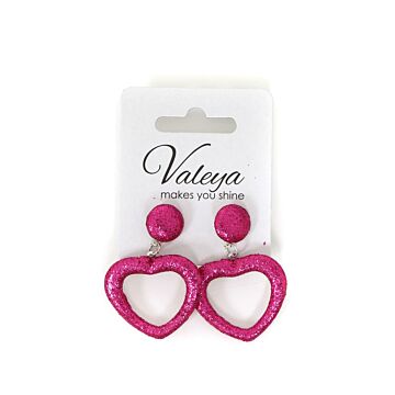 Ohrring Glitzer Herz Pink