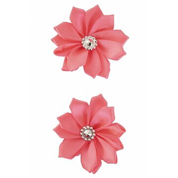 Blumen satin mit Stein rosa 6 cm