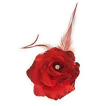 Blume an Nadel, elastisch, rot