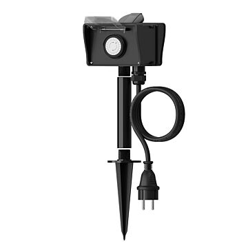 Gartensteckdose 2-fach mit Erdspieß u
Timer, 1,4 Meter Kabel - CALEX