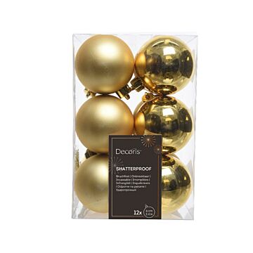 Weihnachtskugeln hell gold Kunststoff mix Ø 6 cm Satz von 12 - Decoris