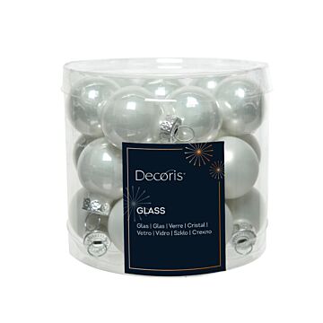 Weihnachtskugel aus Glas Emaille Winterweiß Ø 2,5 cm 24er Set - Decoris