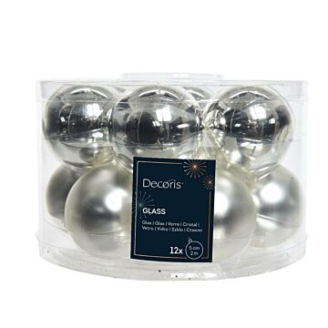 Weihnachtskugeln Glas mix Silber Ø 5 cm Satz von 12 - Decoris