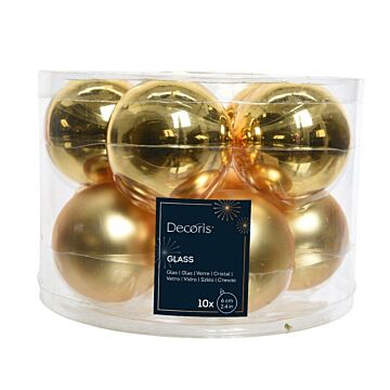 Weihnachtskugeln Glas mix hell Gold Ø 6 cm Satz von 10 - Decoris
