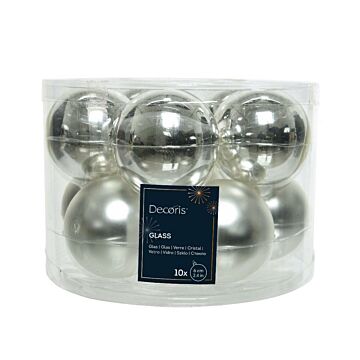 Weihnachtskugeln Glas mix Silber Ø 6 cm Satz von 10 - Decoris