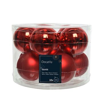 Weihnachtskugel aus Glas Emaille weihnachtlich rot Ø 6 cm 10er Set - Decoris