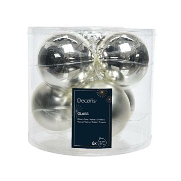 Weihnachtskugeln Glas mix Silber Ø 8 cm Satz von 6 - Decoris