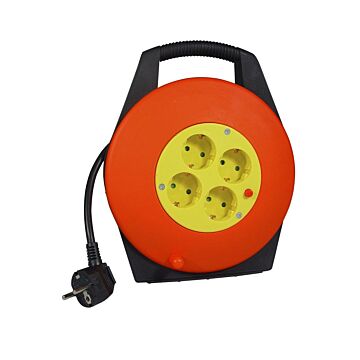 Kabeltrommel 4-Wege PVC HO5 VV-F mit Stecker, 10 Meter - CALEX