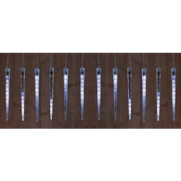 ICE RAIN 10 BLEISTIFTE 30CM - 100L/5M LED WEISS - 5M LAUFKABEL TRANSPARENT BI-OUT TRAFO