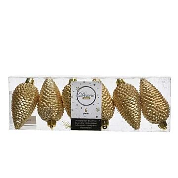 Tannenzapfen gold Plastik Ø 8 cm Satz von 6