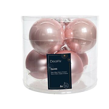 Weihnachtskugeln Glas mix Puder rosa Ø 8 cm Satz von 6 - Decoris