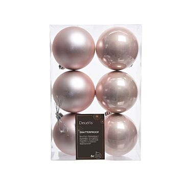 Weihnachtskugeln puderrosa Kunststoff mix Ø 8 cm Satz von 6 - Decoris