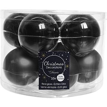 Weihnachtskugel Glas d6cm schwarz 10St.