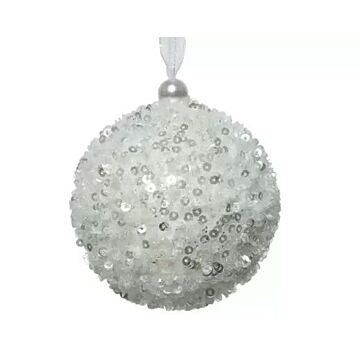 Weihnachtskugel foam pailletten weiß Ø 8 cm