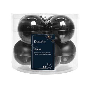 Weihnachtskugel Glas-Emaille Granatapfel schwarz Ø 7 cm 8er Set - Decoris