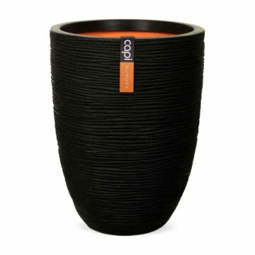 Vase elegant tief rib schwarz Ø 36 cm