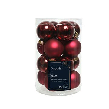 Weihnachtskugeln Glas Ochsenblutfarben rot 3,5 cm Satz von 16 - Decoris