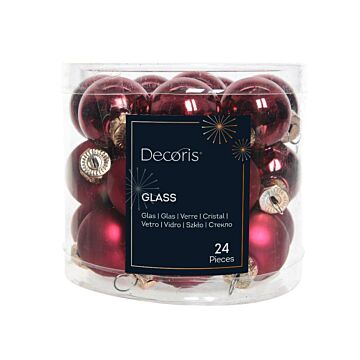 Weihnachtskugel Glas Emaille oxblood Ø 2,5 cm 24er Set - Decoris