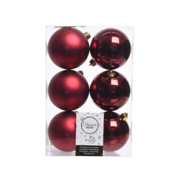Weihnachtskugeln Plastik  Ochsenblutrot 8cm