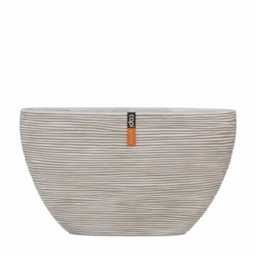 Planter oval rib beige 59 cm