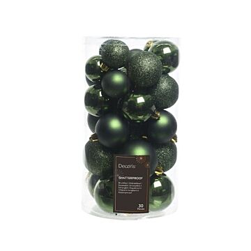 Weihnachtskugeln kieferngrün Kunststoff Satz von 30 - Decoris