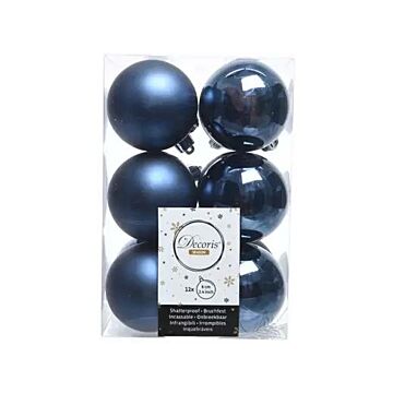 Weihnachtskugeln blau Plastik Ø 6 cm Satz von 12