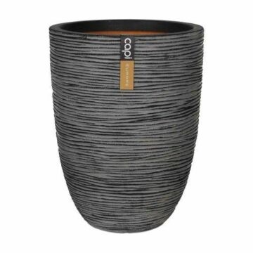 Vase elegant tief rib anthrazit Ø 36 cm