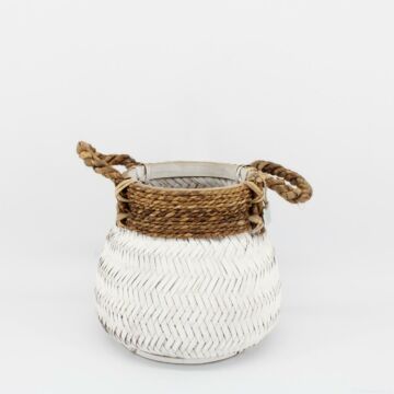 Mand bamboo wit d37h32cm Mand bamboo wit d37h32cm