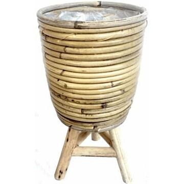 Topf mit Streifen auf Beinen grau Ø 20 cm
