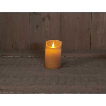 B.O.T. KERZE OCHER GELB WACHS RUSTIKALE BEWEGLICHE FLAMME 7.5X12.5CM 3XAAA/TIMER