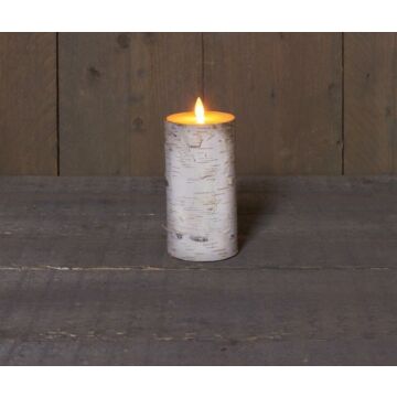 Kaars berk rustk+vlam 15cm wt bo