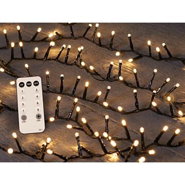 LED IVY 500L/12M WARMWEISS MIT FERNBEDIENUNG 4M LAUFKABEL SCHWARZ IP44 TRAFO TIMER 8/16U