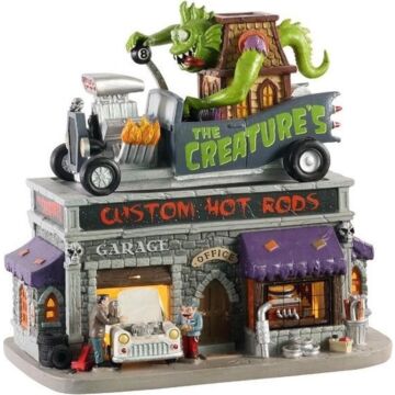LEMAX THE CREATURE'S CUSTOM HOT ROD SHOP, B/O LED
