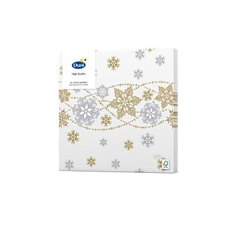 Serviette l33b33cm gltt white 20st