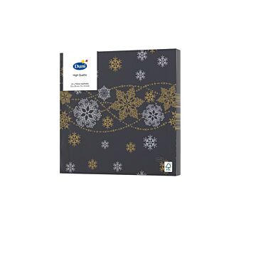 Serviette l33b33cm gltt black 20st